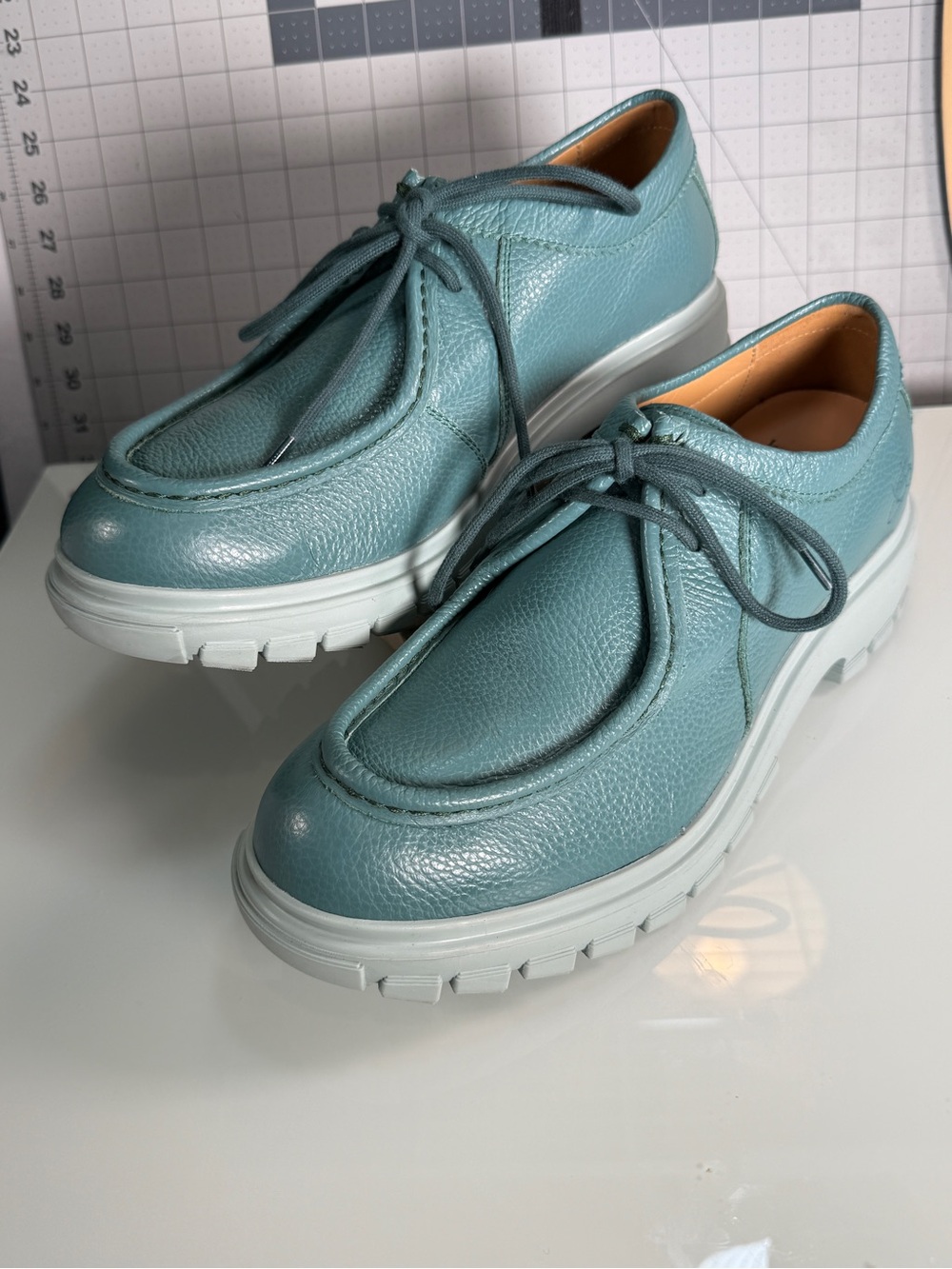 Men's Teal Casual Leather Shoes - Picture 5 of 15